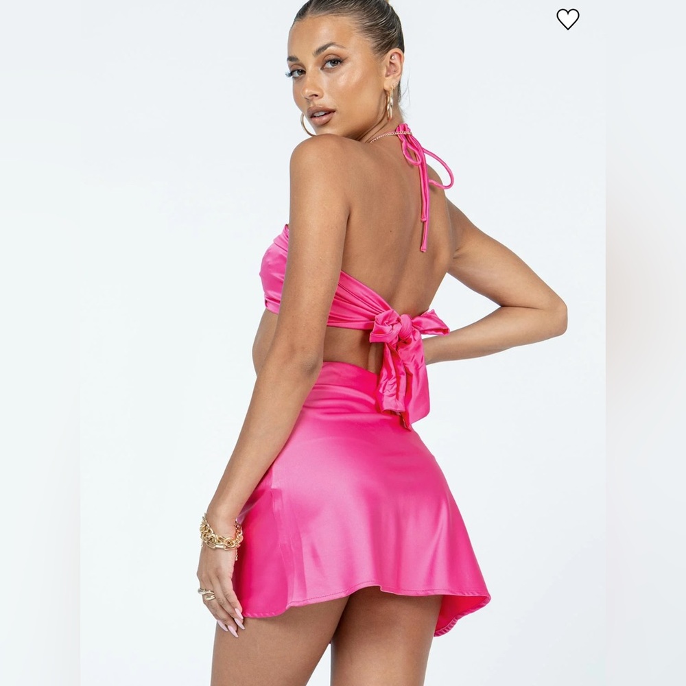 Princess Polly Satin Halter Pink Skirt Set- Size 2 - Picture 6 of 7